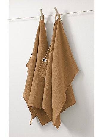 Lot de 2 essuie-mains – double gaze de coton – gaïa