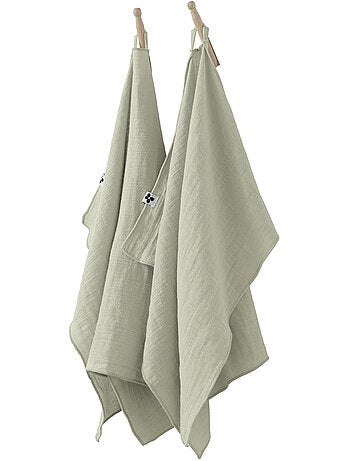 Lot de 2 essuie-mains – double gaze de coton – gaïa