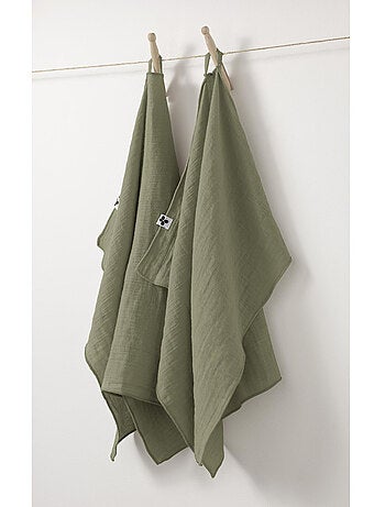 Lot de 2 essuie-mains – double gaze de coton – gaïa