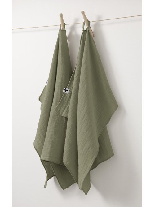 Lot de 2 essuie-mains – double gaze de coton – gaïa - Kiabi