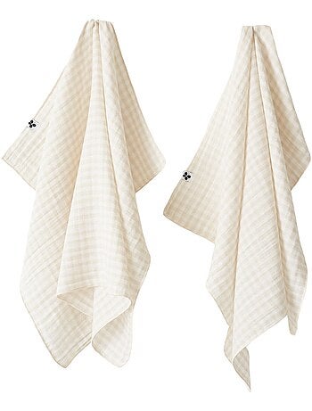 Lot de 2 essuie-mains en gaze de coton Vickie vichy
