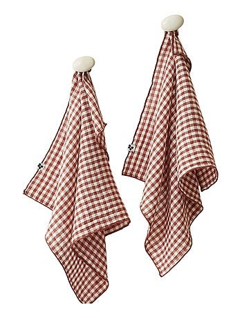 Lot de 2 essuie-mains en gaze de coton Vickie vichy