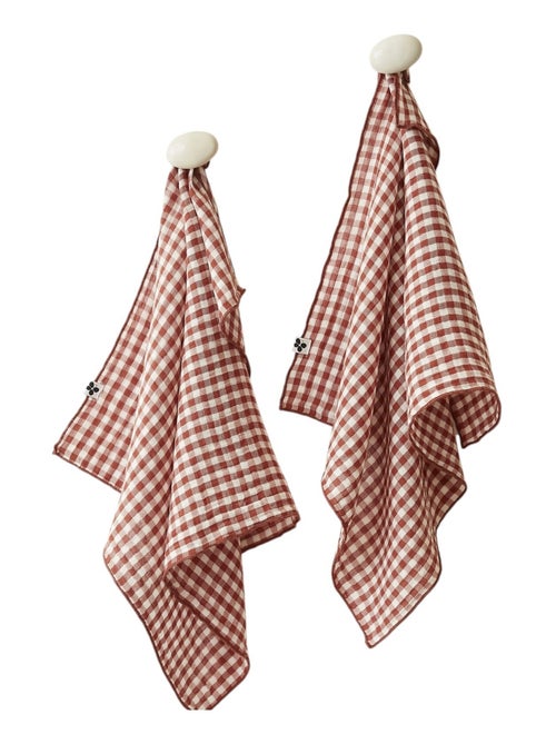 Lot de 2 essuie-mains en gaze de coton Vickie vichy - Kiabi