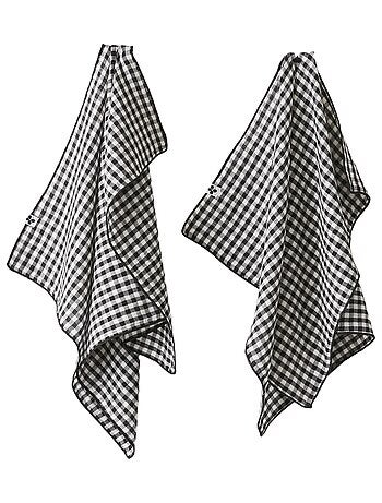 Lot de 2 essuie-mains en gaze de coton Vickie vichy