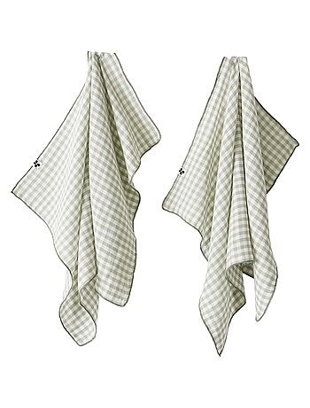 Lot de 2 essuie-mains en gaze de coton Vickie vichy