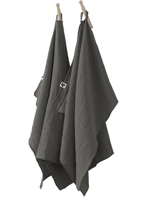 Lot de 2 essuie-mains Gaze de coton Collection Gaia - Kiabi