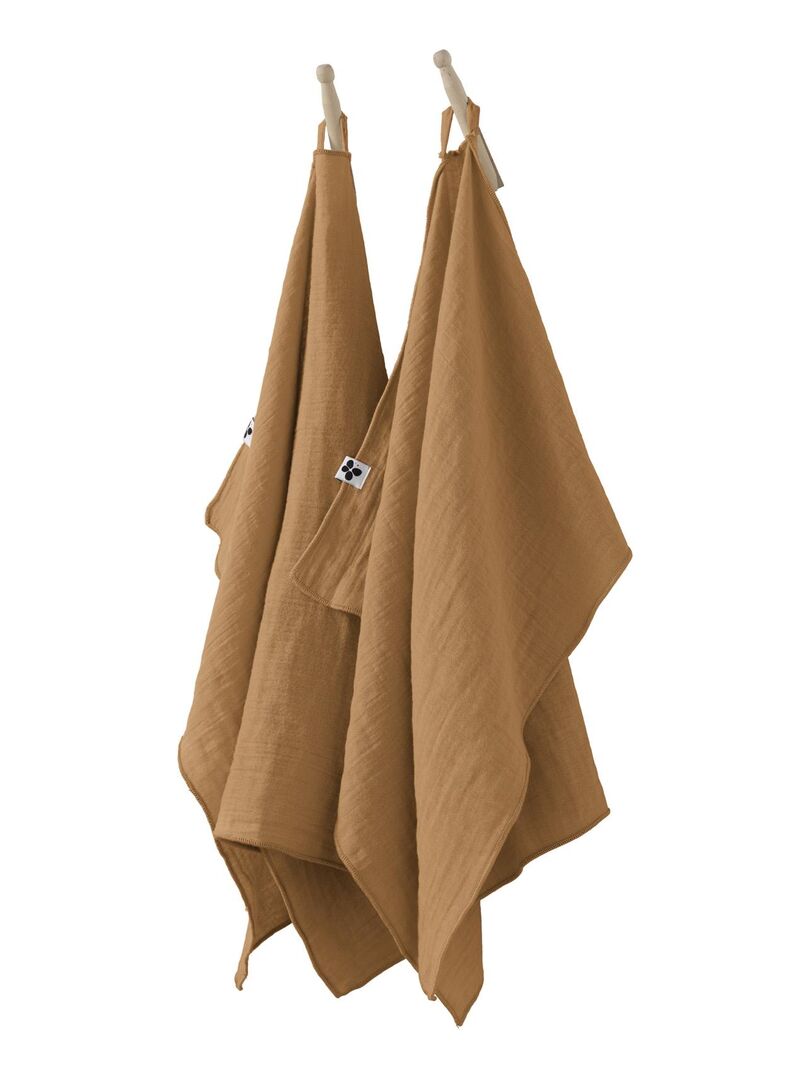 Lot De 2 Essuie-mains Boho Kwlegh - Motif Feuilles Tropicales - 37x72 Cm - Polyester Absorbant