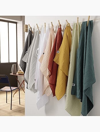 Lot de 2 essuie-mains Gaze de coton Collection Gaia