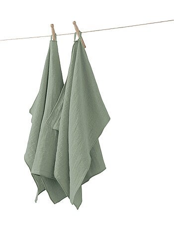 Lot de 2 essuie-mains Gaze de coton Collection Gaia