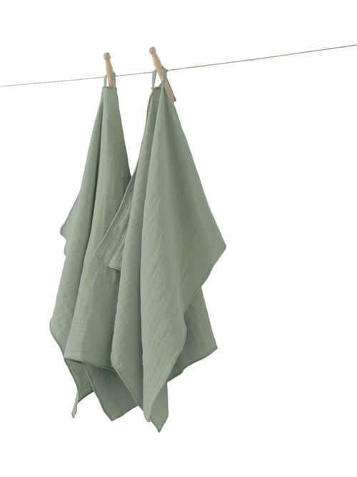 Lot de 2 essuie-mains Gaze de coton Collection Gaia - Kiabi