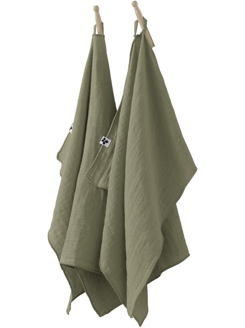 Lot de 2 essuie-mains Gaze de coton Collection Gaia - Kiabi
