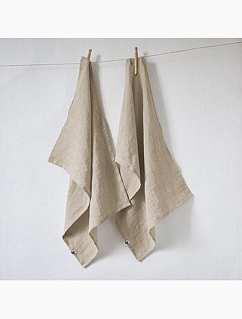 Lot de 2 essuie vaisselle - Lin lavé français - Soline