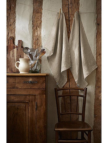 Lot de 2 essuie vaisselle - Lin lavé français - Soline