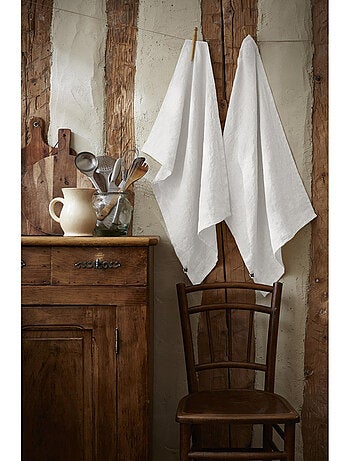 Lot de 2 essuie vaisselle - Lin lavé français - Soline