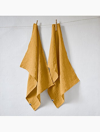 Lot de 2 essuie vaisselle - Lin lavé français - Soline