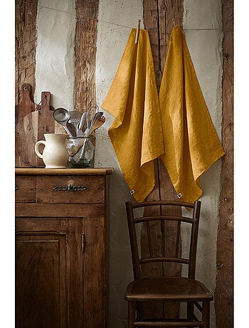 Lot de 2 essuie vaisselle - Lin lavé français - Soline