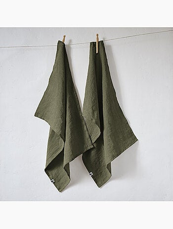 Lot de 2 essuie vaisselle - Lin lavé français - Soline