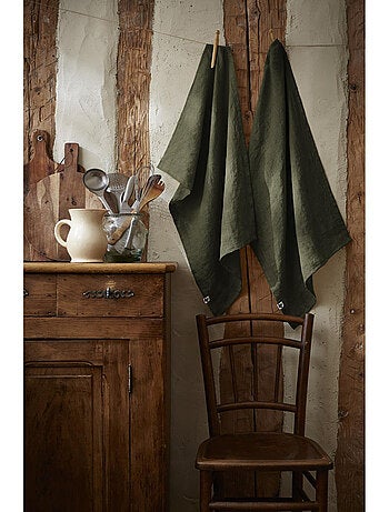 Lot de 2 essuie vaisselle - Lin lavé français - Soline