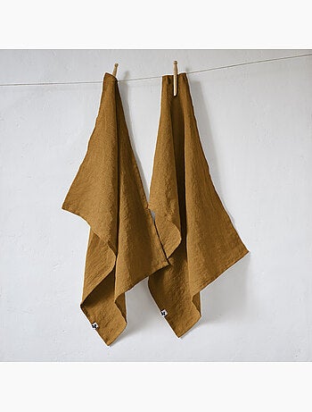 Lot de 2 essuie vaisselle - Lin lavé français - Soline