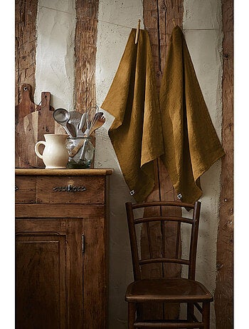 Lot de 2 essuie vaisselle - Lin lavé français - Soline