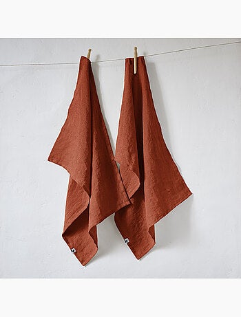 Lot de 2 essuie vaisselle - Lin lavé français - Soline