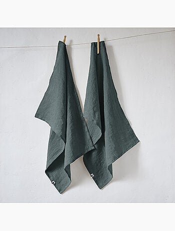 Lot de 2 essuie vaisselle - Lin lavé français - Soline