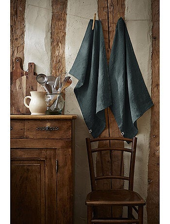 Lot de 2 essuie vaisselle - Lin lavé français - Soline