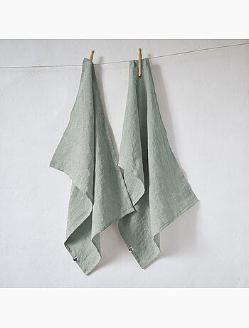 Lot de 2 essuie vaisselle - Lin lavé français - Soline