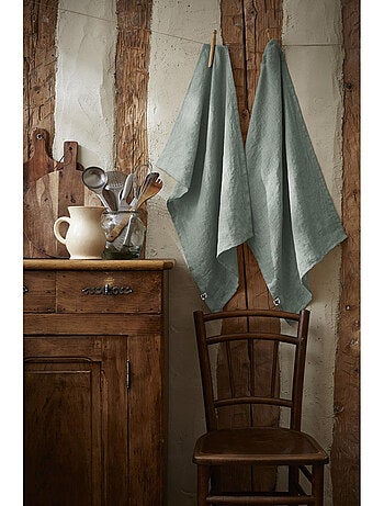 Lot de 2 essuie vaisselle - Lin lavé français - Soline