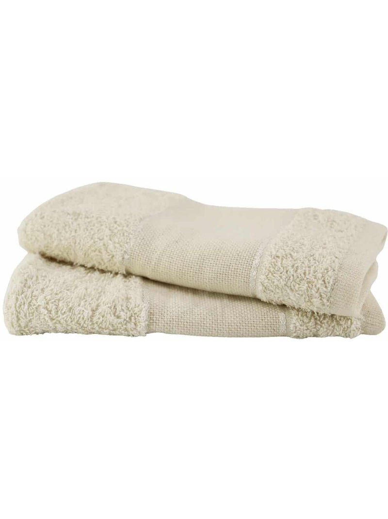 Lot de 2 essuies mains coton éponge 400gr PANAMA Beige - Kiabi