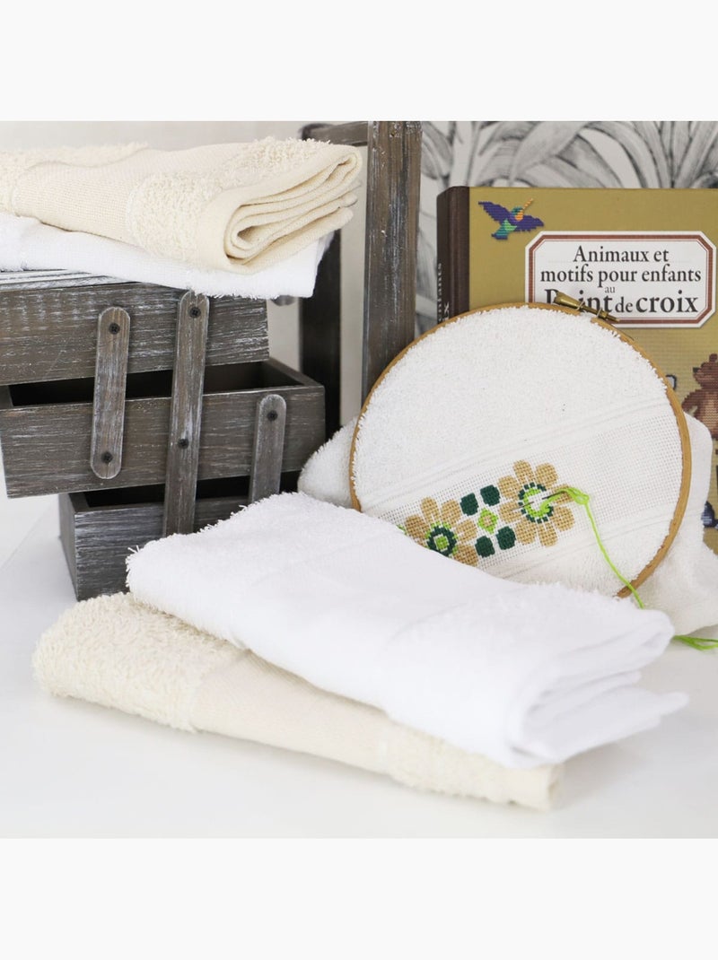 Lot de 2 essuies mains coton éponge 400gr PANAMA Blanc - Kiabi