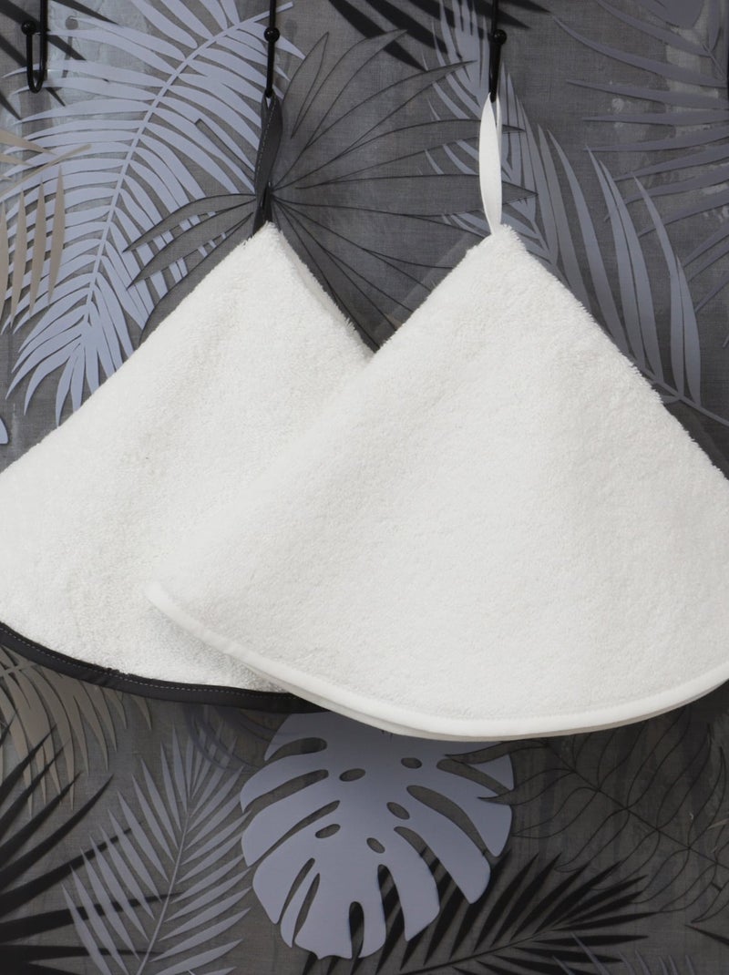 Lot de 2 essuies mains rond  éponge 480gr DÉCO Ecru - Kiabi