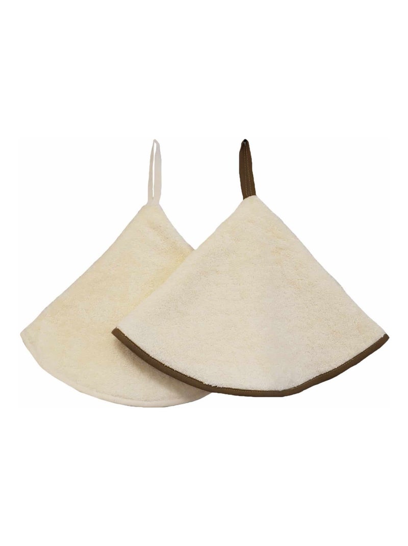 Lot de 2 essuies mains rond  éponge 480gr DÉCO Noir Noir - Kiabi