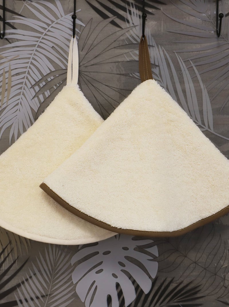Lot de 2 essuies mains rond  éponge 480gr DÉCO Taupe - Kiabi