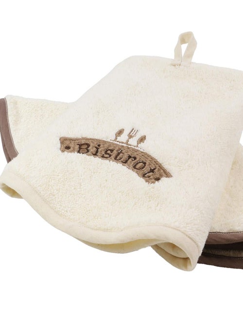Lot de 2 essuies mains rond éponge brodé BISTROT - Kiabi