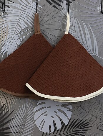 Lot de 2 essuies mains rond nid d'abeille HOME