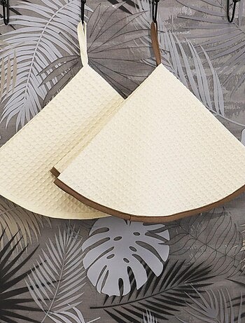 Lot de 2 essuies mains rond nid d'abeille HOME