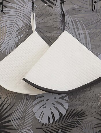 Lot de 2 essuies mains rond nid d'abeille HOME
