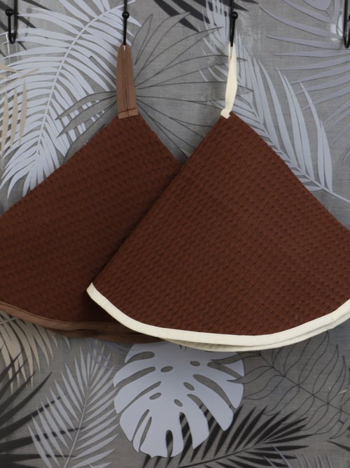 Lot de 2 essuies mains rond nid d'abeille HOME - Kiabi