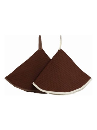 Lot de 2 essuies mains rond nid d'abeille HOME