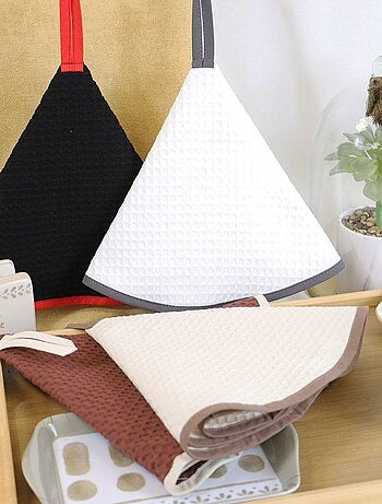 Lot de 2 essuies mains rond nid d'abeille HOME