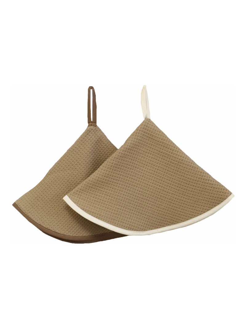 Lot de 2 essuies mains rond  nid d'éponge 450gr AMBIANCE Ecru - Kiabi