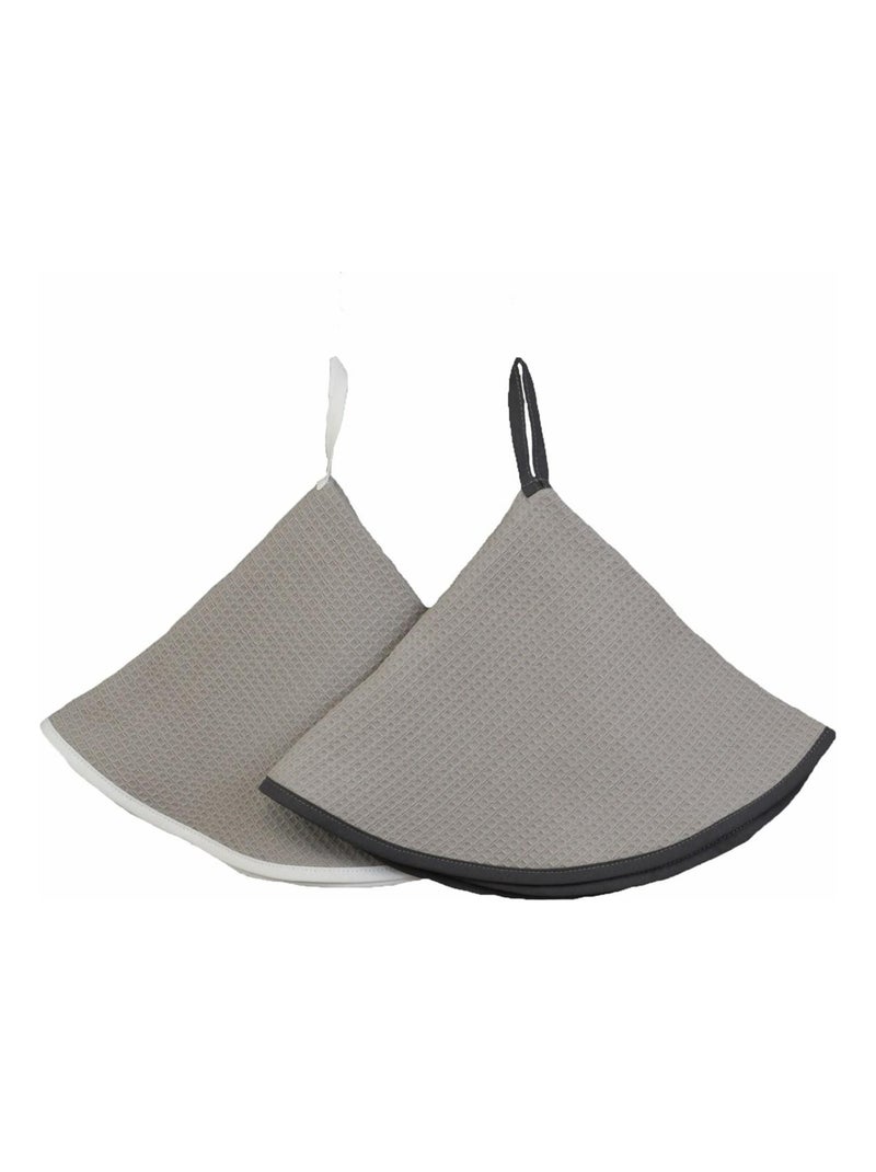 Lot de 2 essuies mains rond  nid d'éponge 450gr AMBIANCE Gris clair - Kiabi