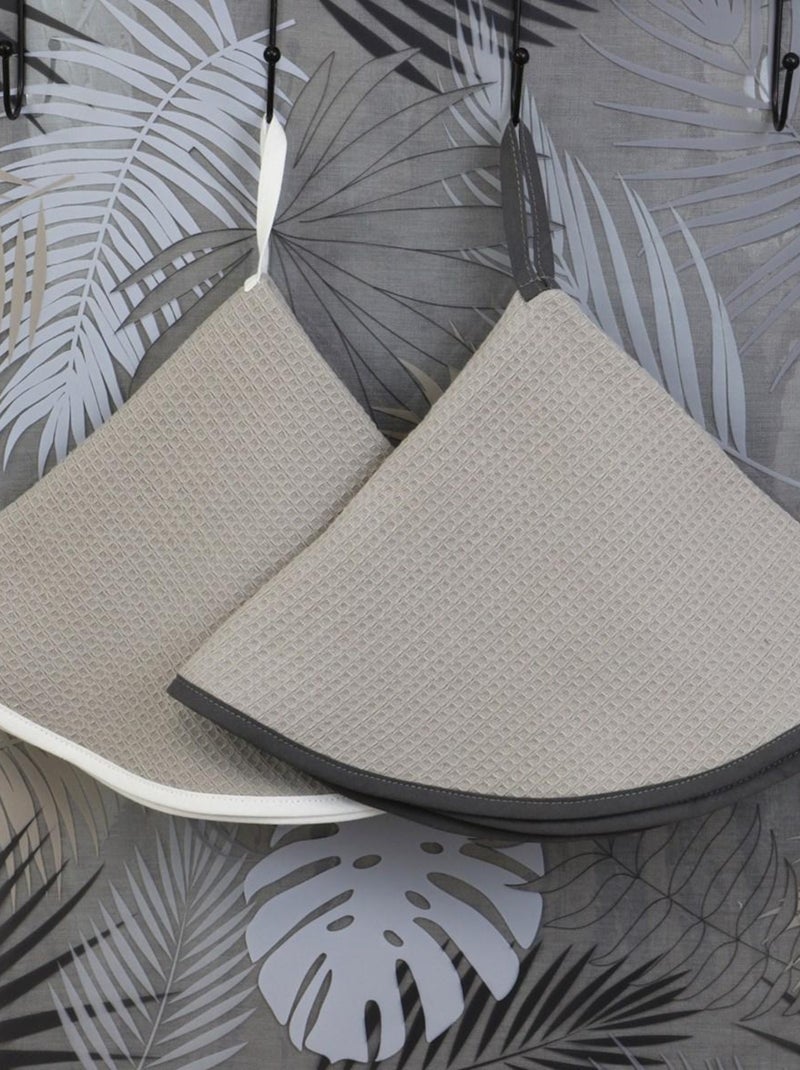 Lot de 2 essuies mains rond  nid d'éponge 450gr AMBIANCE Gris clair - Kiabi