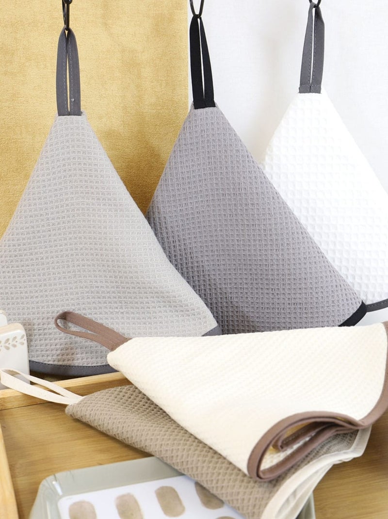 Lot de 2 essuies mains rond  nid d'éponge 450gr AMBIANCE Gris clair - Kiabi