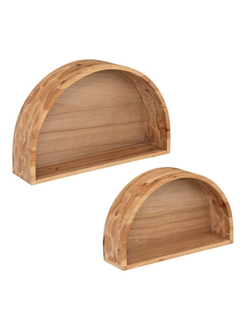 Lot de 2 étagères murales bois Maude Beige - Kiabi