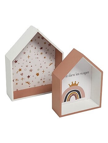 Lot de 2 étagères murales forme maison LA TETE DANS LES NUAGES