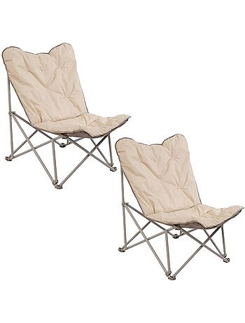 Lot de 2 fauteuils de camping pliants matelassés