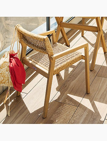Lot de 2 fauteuils de jardin en acacia et résine tressée TEMEIRA