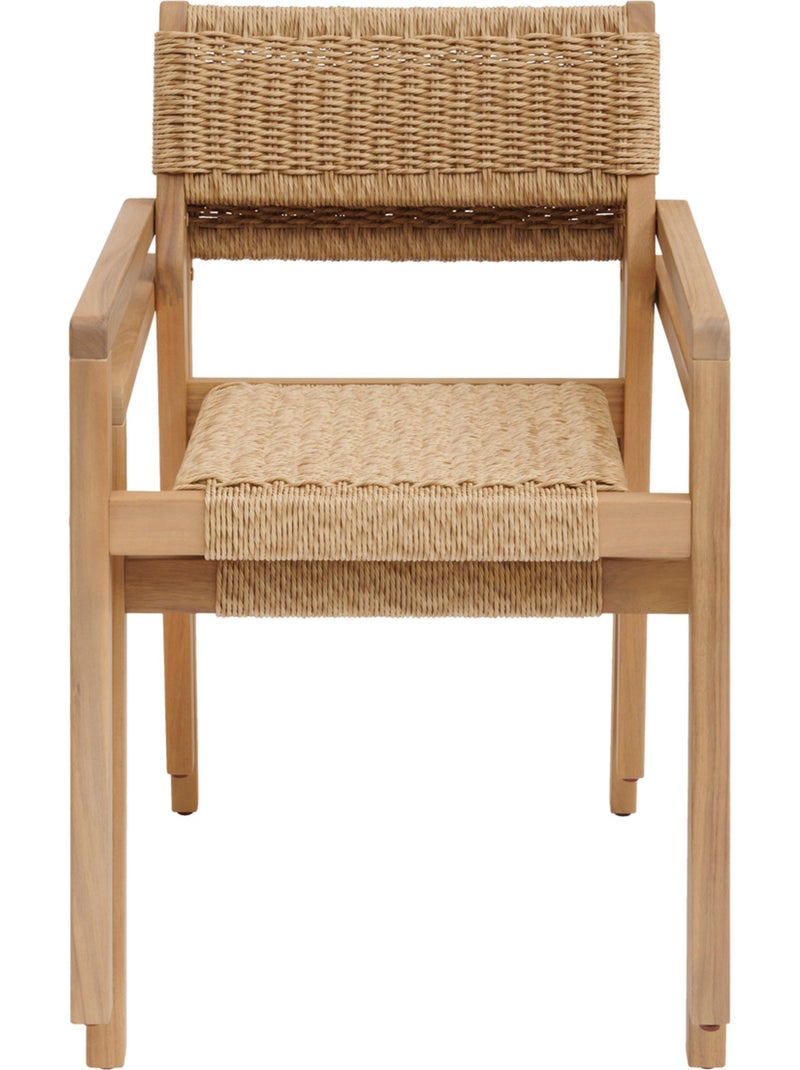 Lot de 2 fauteuils de jardin en acacia et résine tressée TEMEIRA Beige - Kiabi